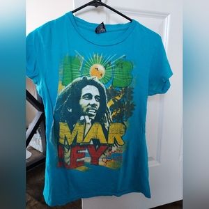 Juniors 1X Blue Zion Bob Marley Tee Shirt